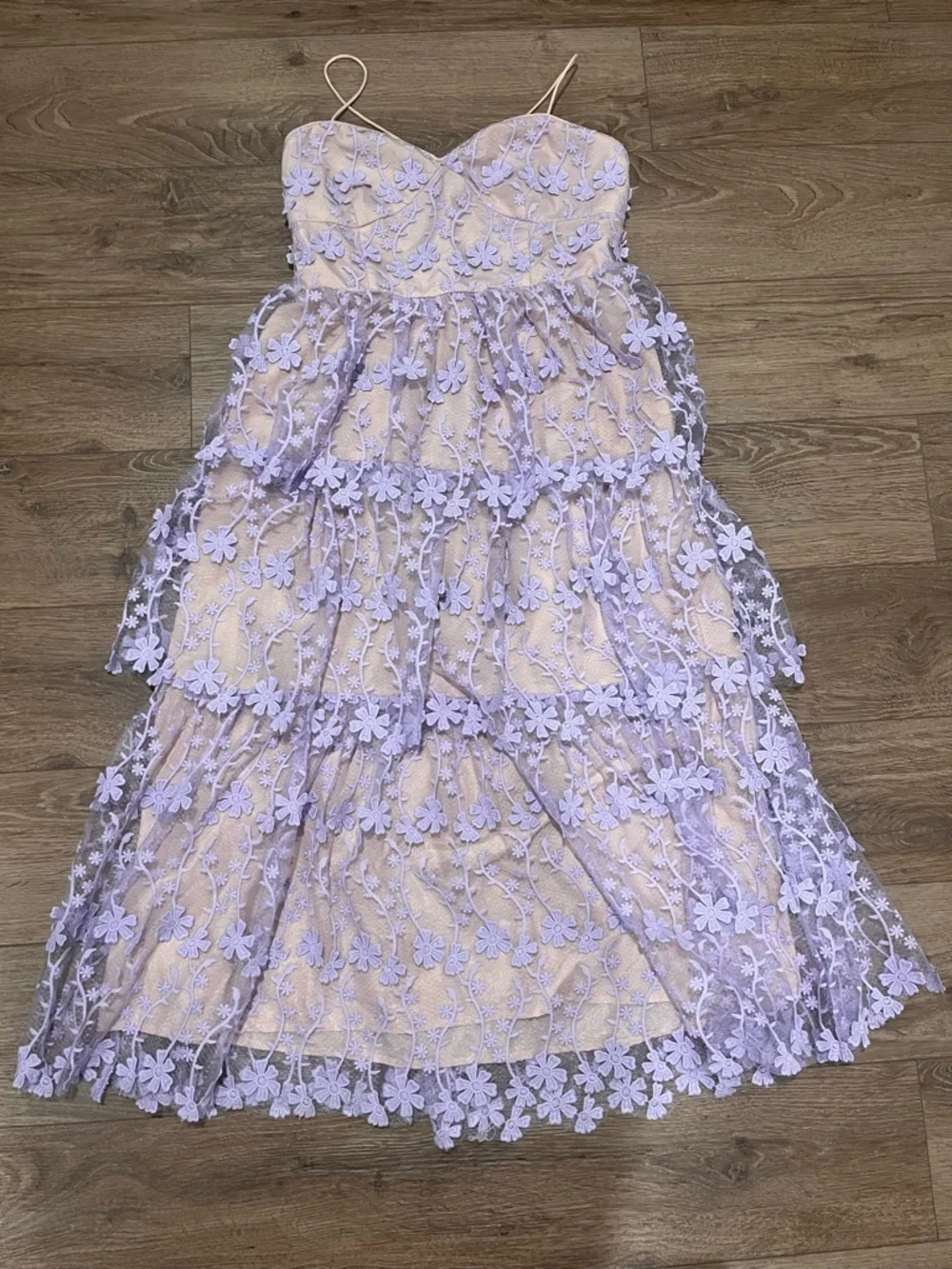 Endless Rose crochet lace layered midi dress in lilac NWT - Picture 2 of 15